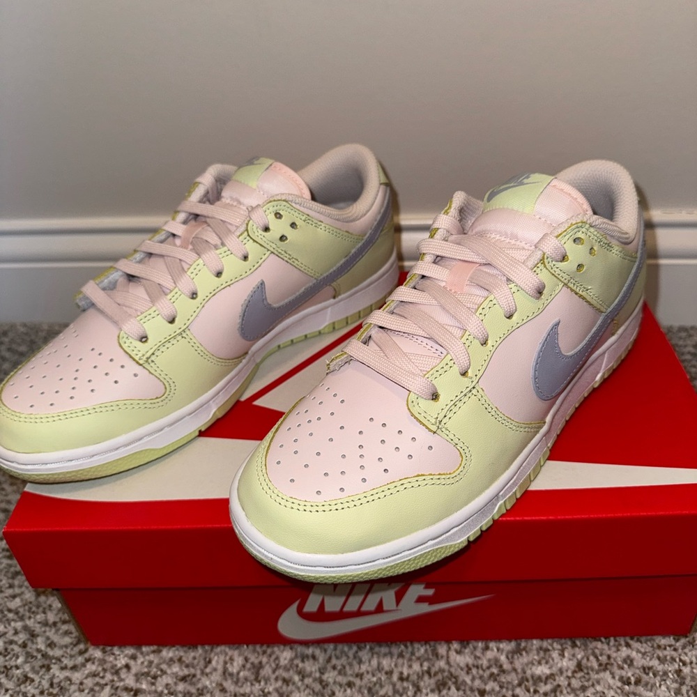 Nike Dunk Low in Ghost Lime and Soft Pink